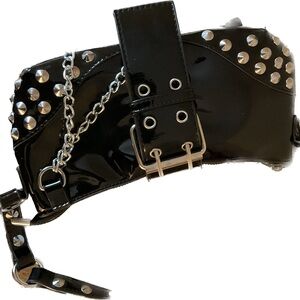 SHEIN Black Studded Shoulder Bag